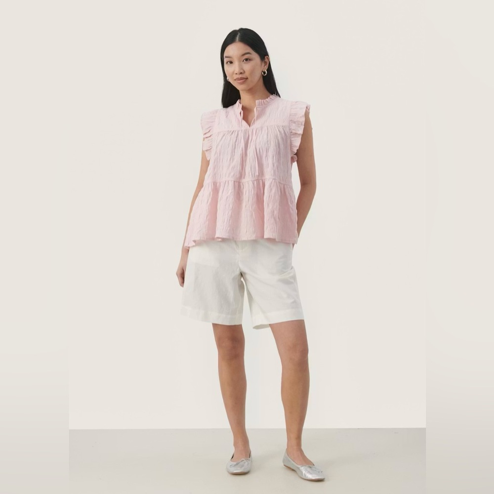Part Two Copenhagen Gimaline Pink Ruffled Babydoll Women's Sleeveless Top
